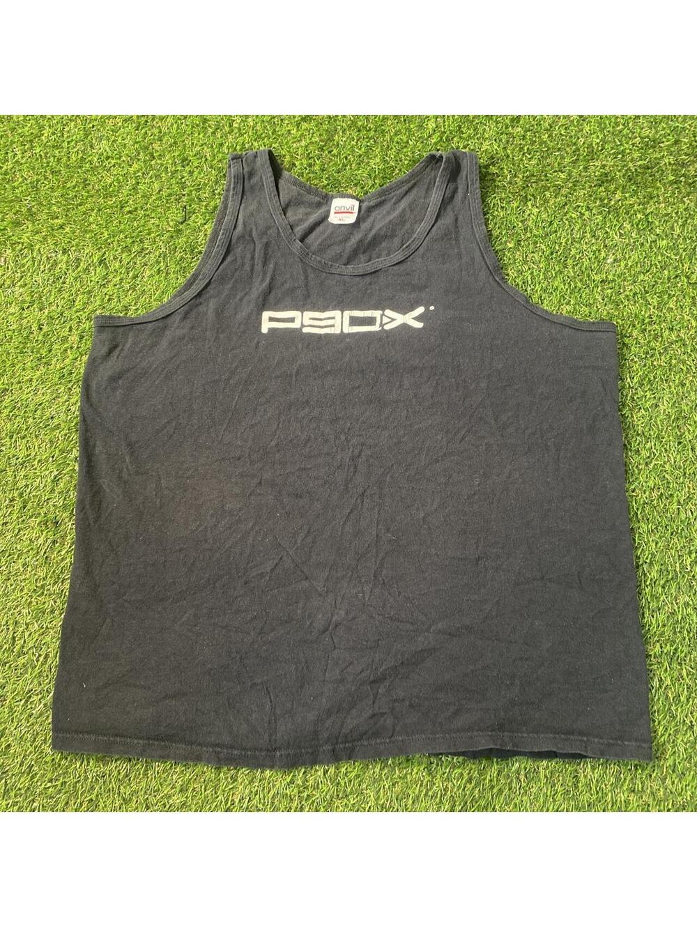 Vintage 90’s Black P90X tank top with white logo